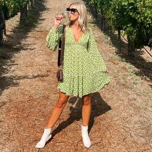 Green Patterned Mini Dress